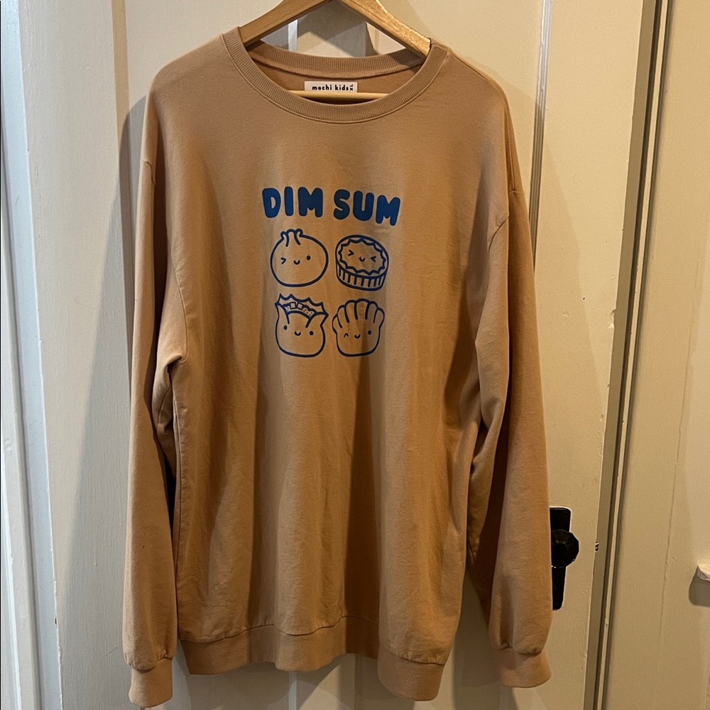 Tan Sweater with Dim Sum Design